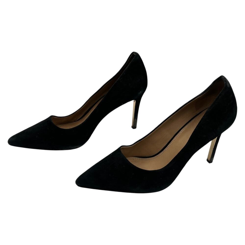 Tory Burch Suede Pointed Toe Pumps Stiletto Heels Shoes Black Size 7M